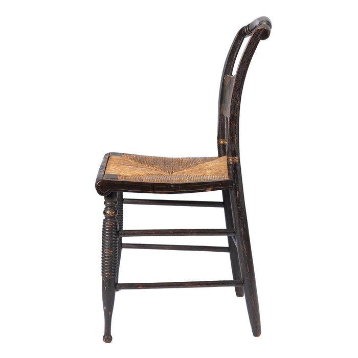 American Hitchcock turtle back rush seat side chair (c. 1820-30)