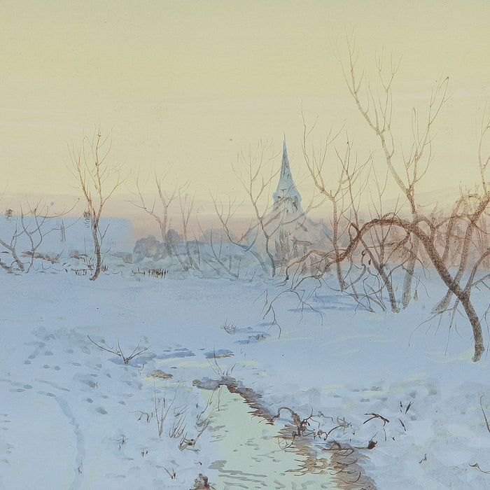 American winter landscape by F. Hennek (c. 1900)