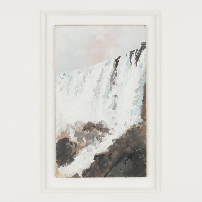 American oil on panel pochard of a waterfall by J.P. Gourlay (1912)
