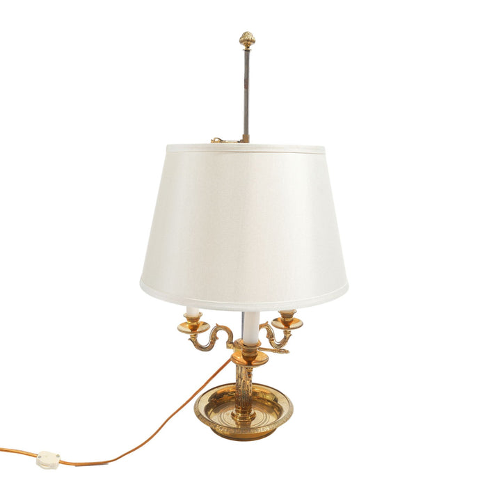 French Empire style cast brass three arm electrified lamp (c. 1935)