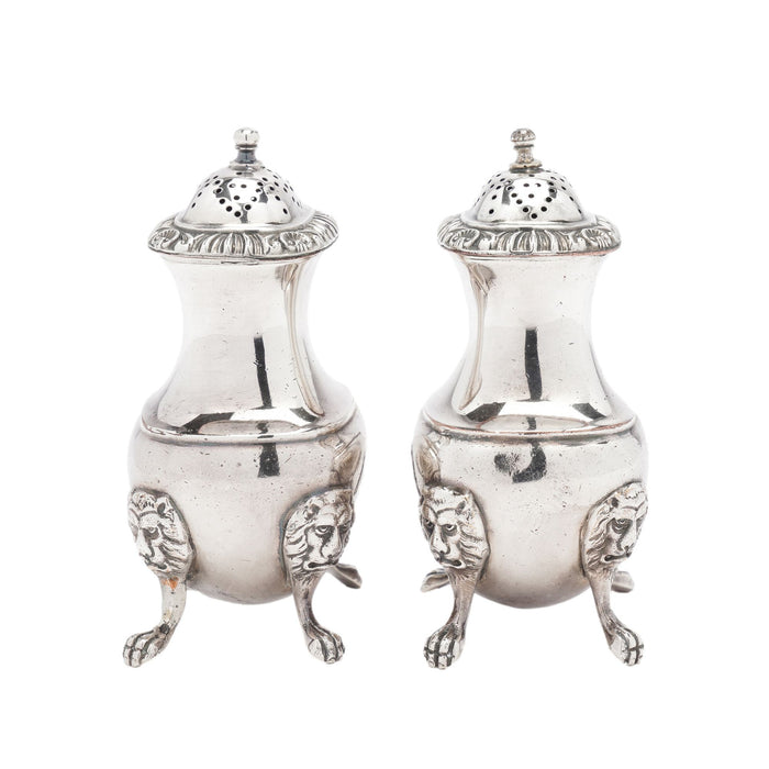 Pair of pear shaped pepper castors by The Barker Brothers (c. 1912)