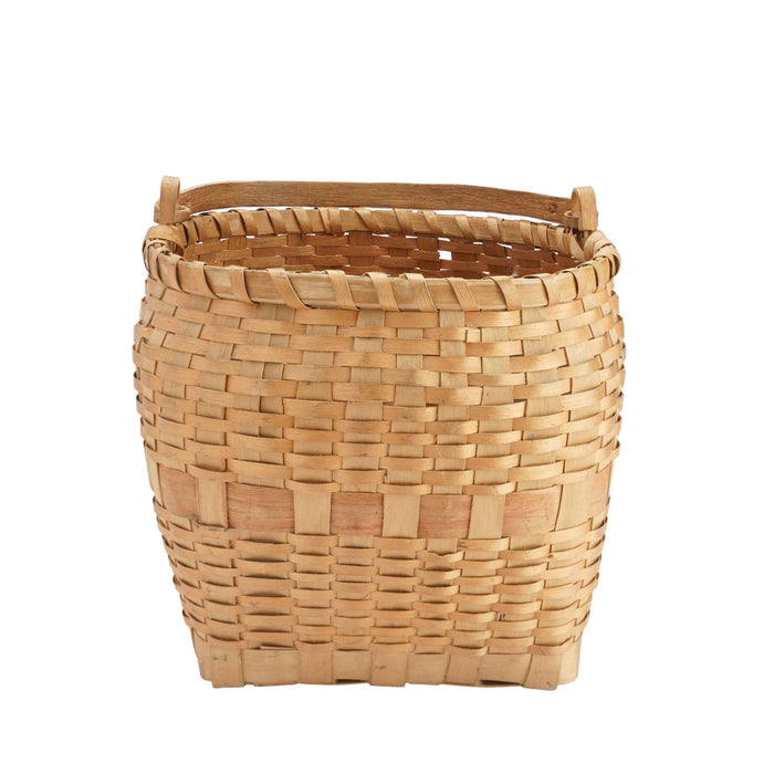 Native American ash basket with carved handle (1880-1910)