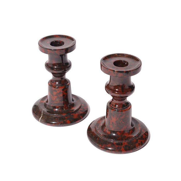 Pair of English turned serpentine candlesticks (c. 1835)