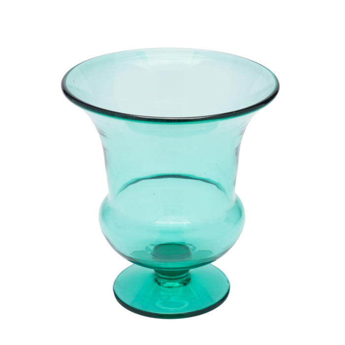 Blenko blown glass calyx urn form vase in green (c. 1950)