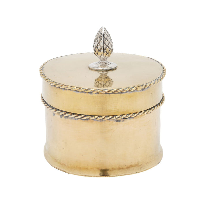 Oval Sheffield brass tea caddy (c. 1820-30)