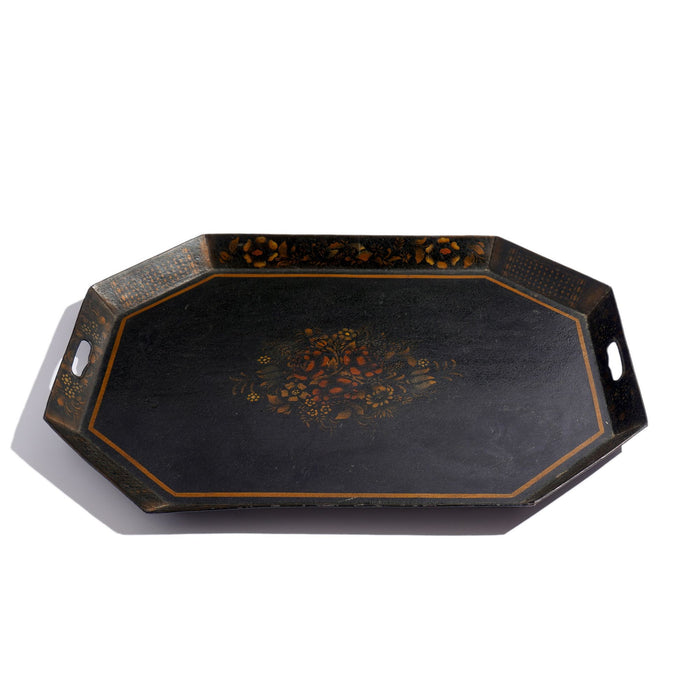 English octagonal standing rim tole tray (c. 1815)