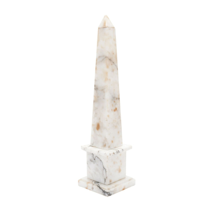 Italian Carrara marble obelisk on plinth (c. 1900's)