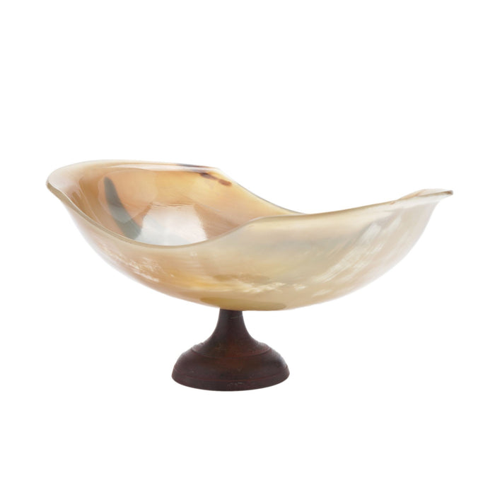 Buffalo horn bowl on pedestal