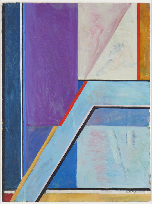 Geometric abstract oil on panel by Louis Graf (1950's)