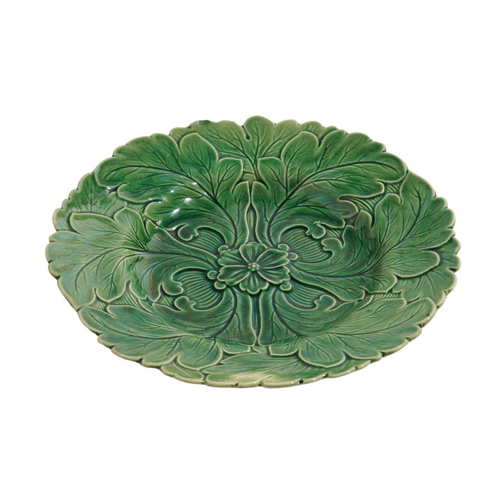 English majolica tea plate with leaf design (c. 1840)