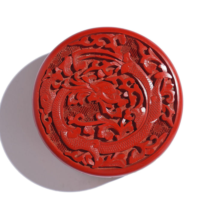 Round Chinese cinnabar box (c. 1950)