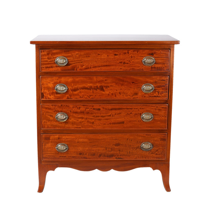 Small-scaled Massachusetts Hepplewhite four drawer chest (c. 1880)