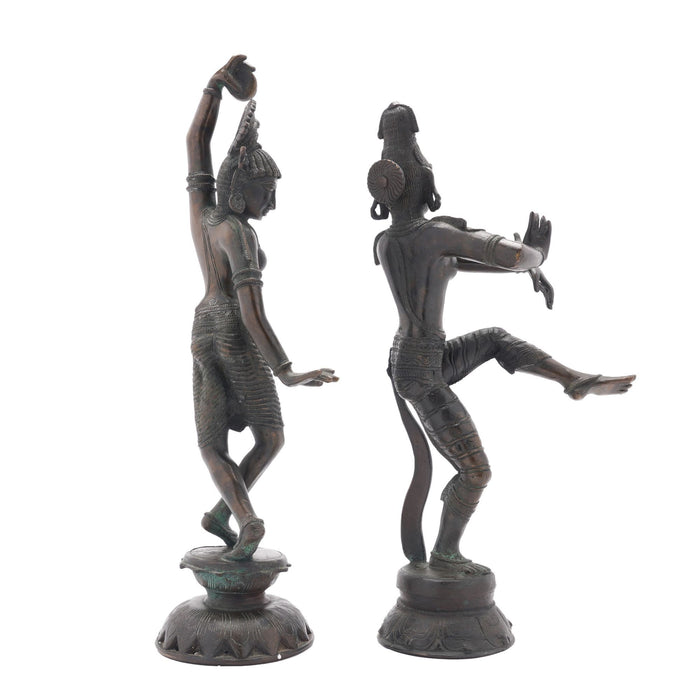 Pair of cast bronze Hindu figures of Parvati & Shiva (c. 1800's)