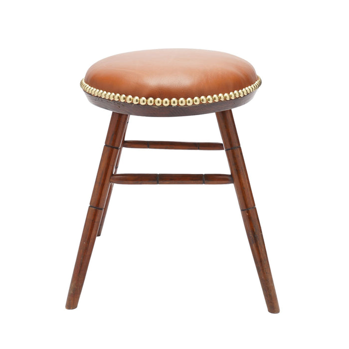 Oval Windsor stool with leather seat (c. 1825-50)