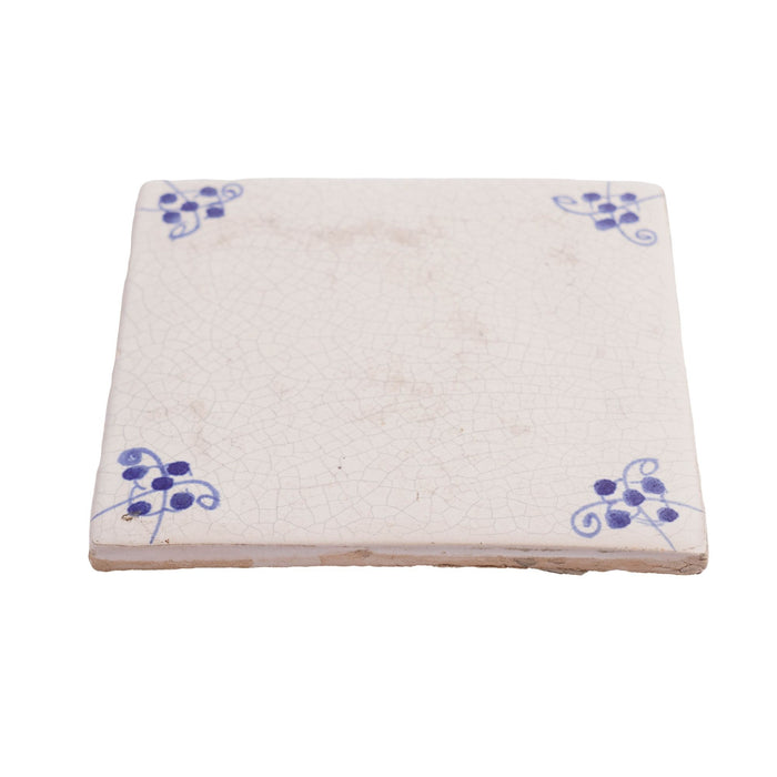 Set of 3 Delft tiles with cobalt spider corners (c. 1700)