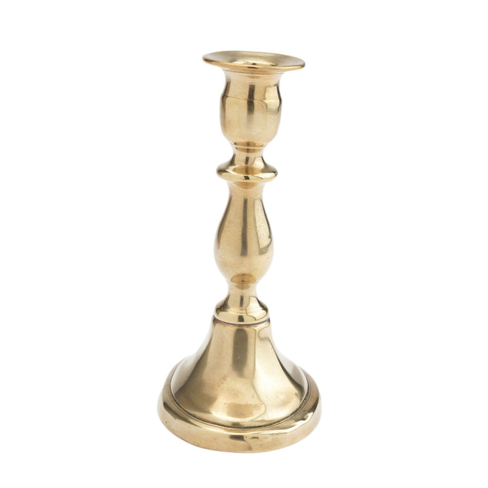 English cast brass oval base candlestick by William A. Harrison (c. 1791-1818)