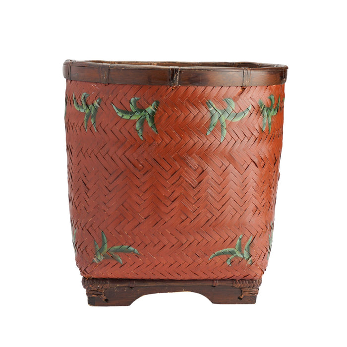 Indonesian woven & painted bamboo basket (1950's)