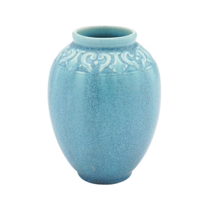 Egg shaped cerulean blue ceramic vase by Rookwood (c. 1920's)