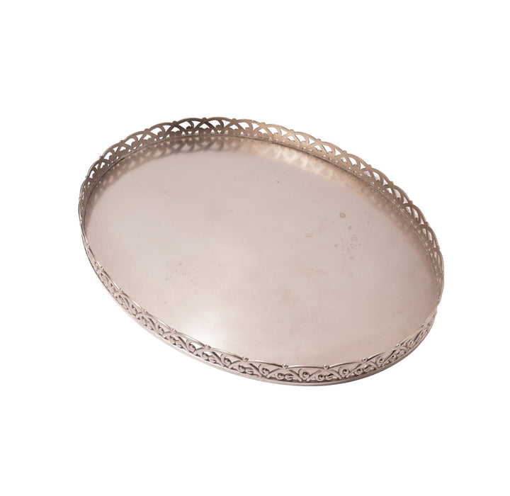 Vintage oval pewter hollowware gallery tray (1960-70)
