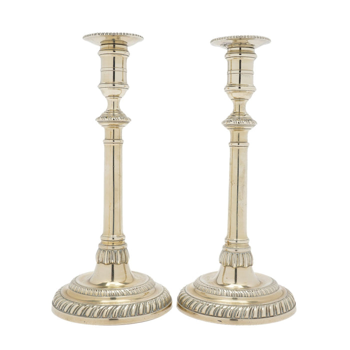 Pair of English Georgian cast paktong candlesticks (c. 1780)