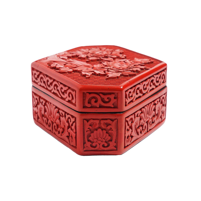 Chinese hexagonal cinnabar box, c. 1900's