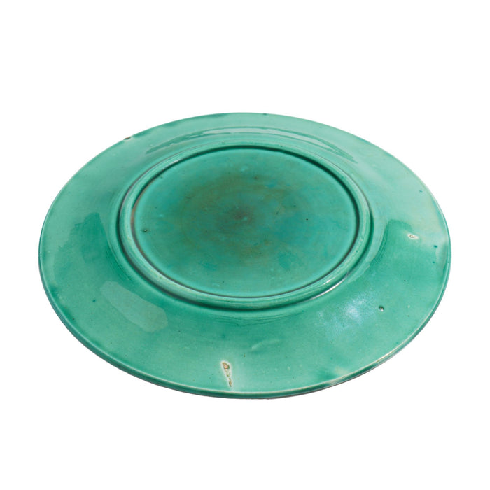English majolica ceramic greenware dessert plate (c. 1820)