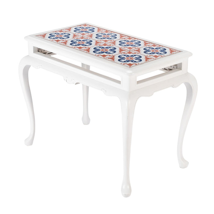 Painted Queen Anne style hardwood tiled coffee table (1950's)