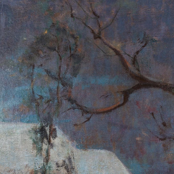 Oil on canvas winter landscape by John Fabian Carlson (1920's)