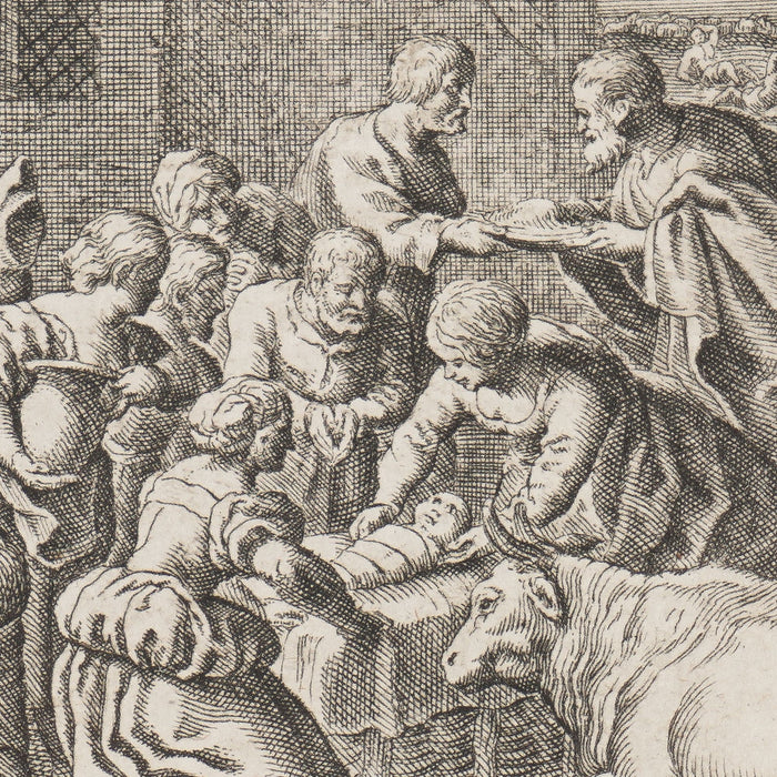 German copperplate engraving of the nativity (1600's)