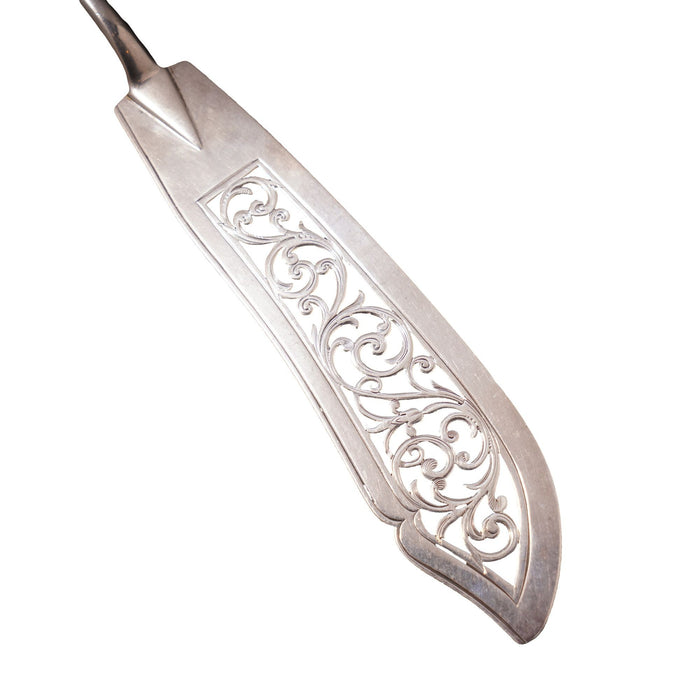 English sterling silver fork and knife fish set by Chawner & Co (1856)