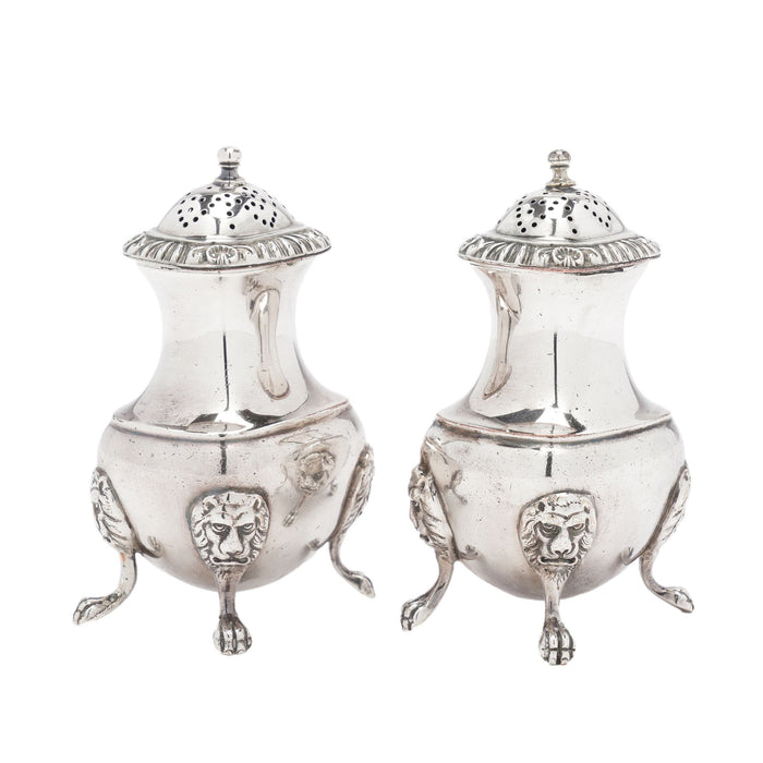 Pair of pear shaped pepper castors by The Barker Brothers (c. 1912)