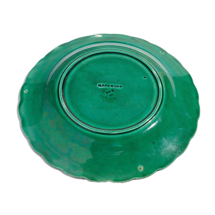 Sunflower green majolica tea plate by Wedgwood (c. 1850)