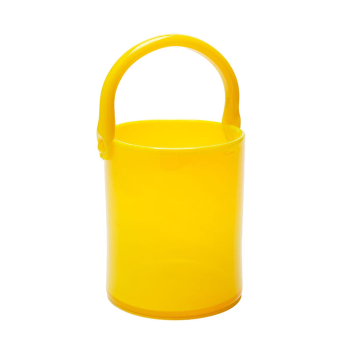 Blown yellow opaline glass pail (c. 1950)