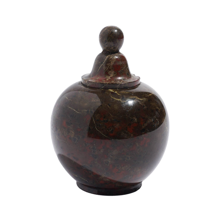 Carved globe form serpentine ink well (1800's)