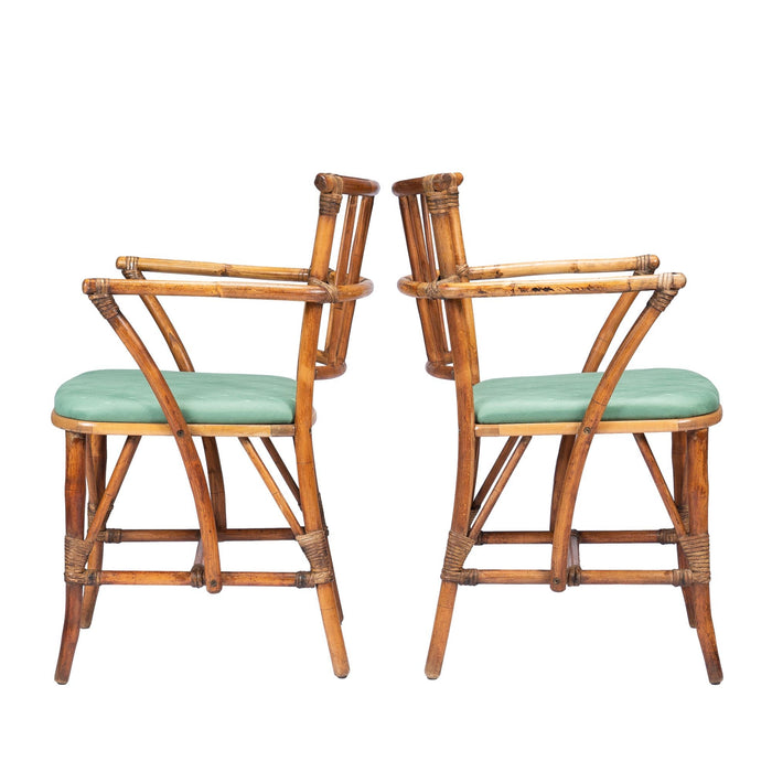 Pair of American Mid Century bamboo turned arm chairs (1950's)