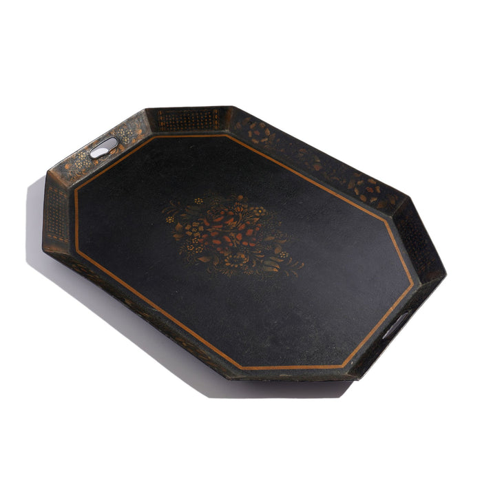 English octagonal standing rim tole tray (c. 1815)