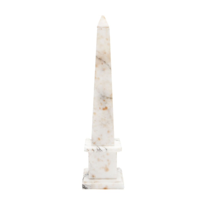 Italian Carrara marble obelisk on plinth (c. 1900's)