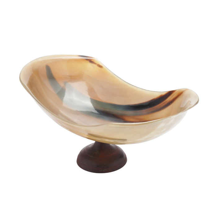 Buffalo horn bowl on pedestal