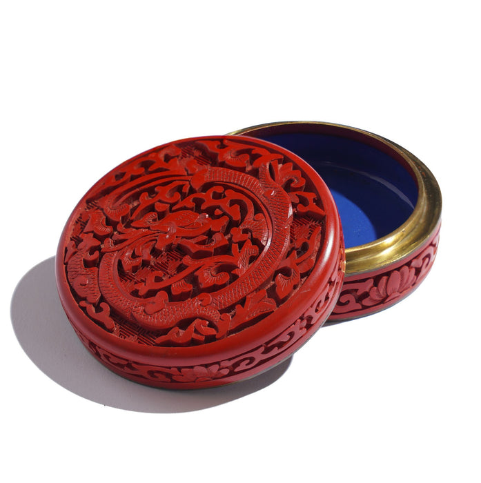 Round Chinese cinnabar box (c. 1950)