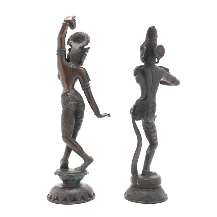 Pair of cast bronze Hindu figures of Parvati & Shiva (c. 1800's)