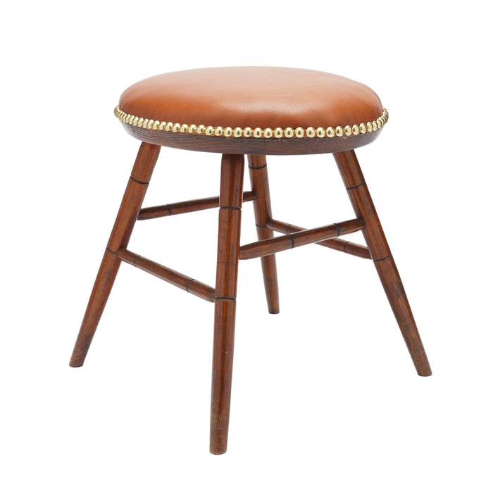 Oval Windsor stool with leather seat (c. 1825-50)