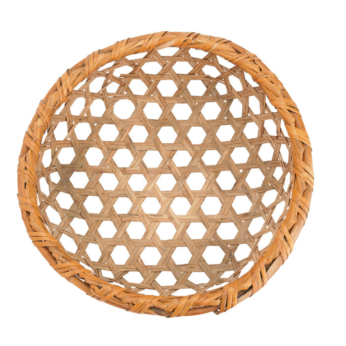 Vintage Japanese hexagonal weave bamboo basket