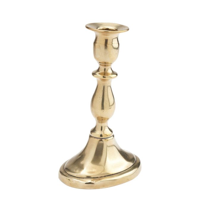 English cast brass oval base candlestick by William A. Harrison (c. 1791-1818)