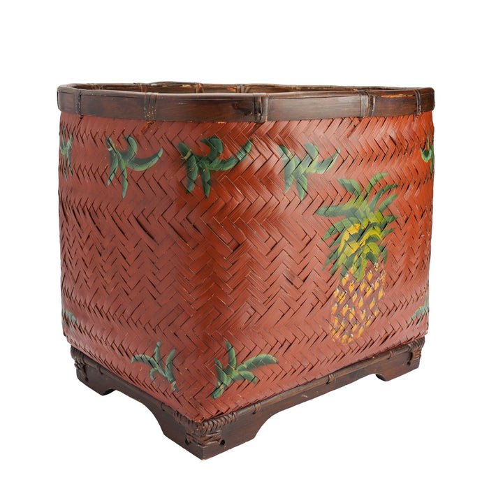 Indonesian woven & painted bamboo basket (1950's)