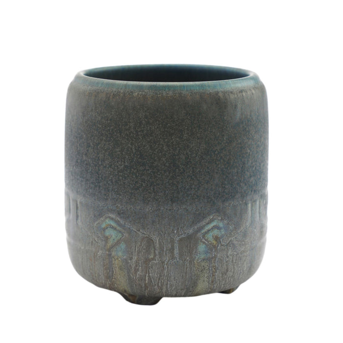 Barrel form ceramic vase on recessed feet by Rookwood (1900's)