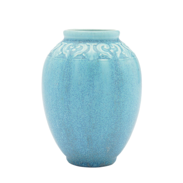 Egg shaped cerulean blue ceramic vase by Rookwood (c. 1920's)