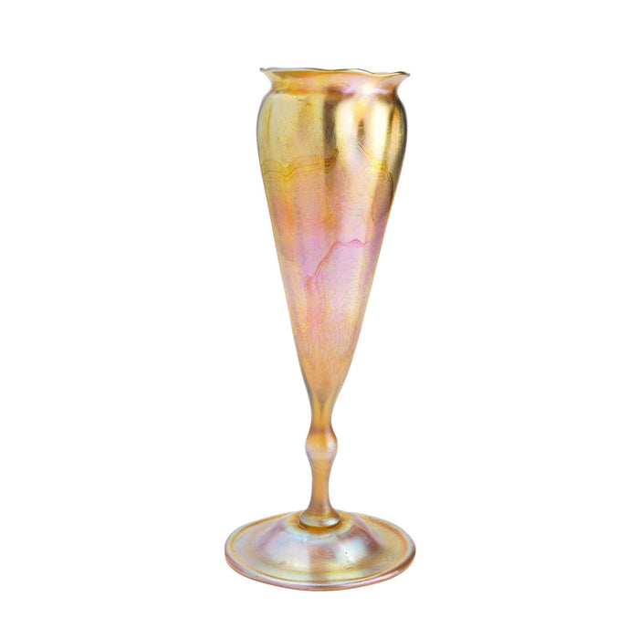 Gold Favrile trumpet vase by Louis Comfort Tiffany (1900)