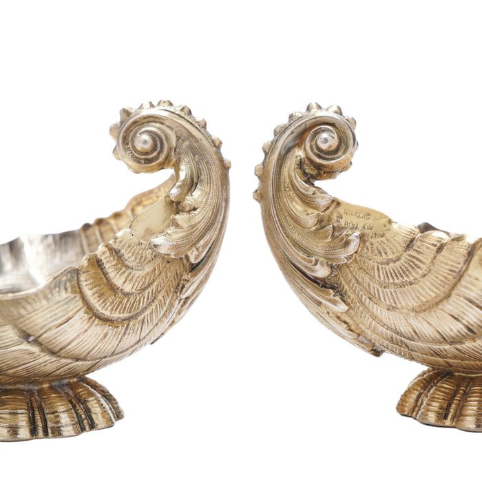 Pair of silver vermeil shell form open salts by Wilkens (c. 1880)