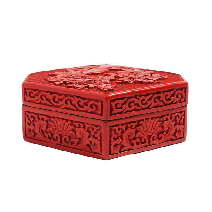 Chinese hexagonal cinnabar box, c. 1900's