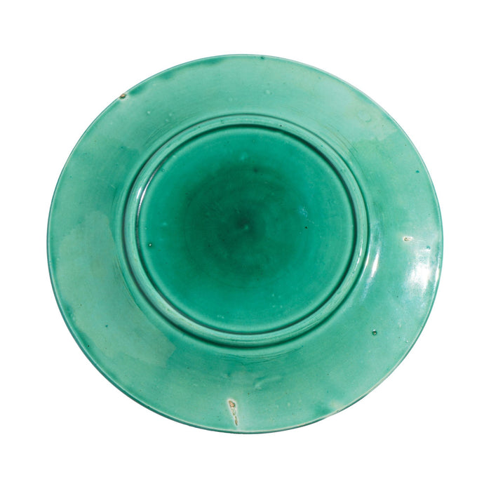 English majolica ceramic greenware dessert plate (c. 1820)